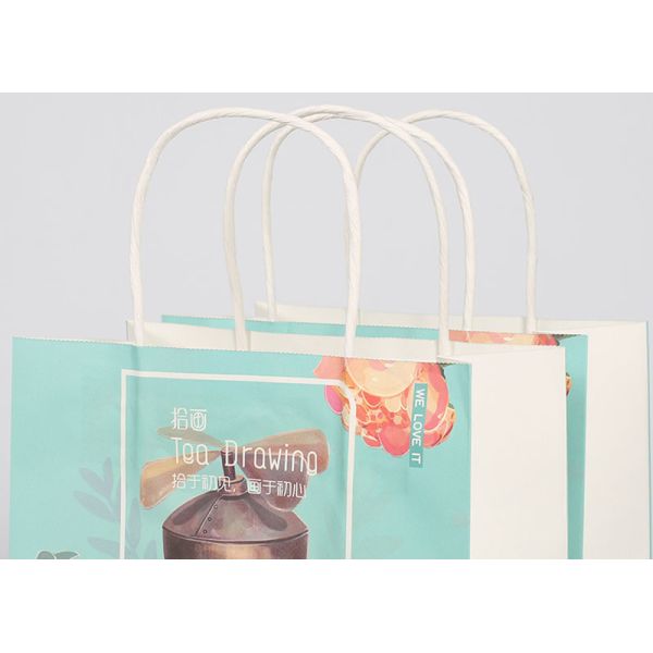 120GSM Kraft Paper Gift Packing Bags Cellophane With Twisted Paper Handles