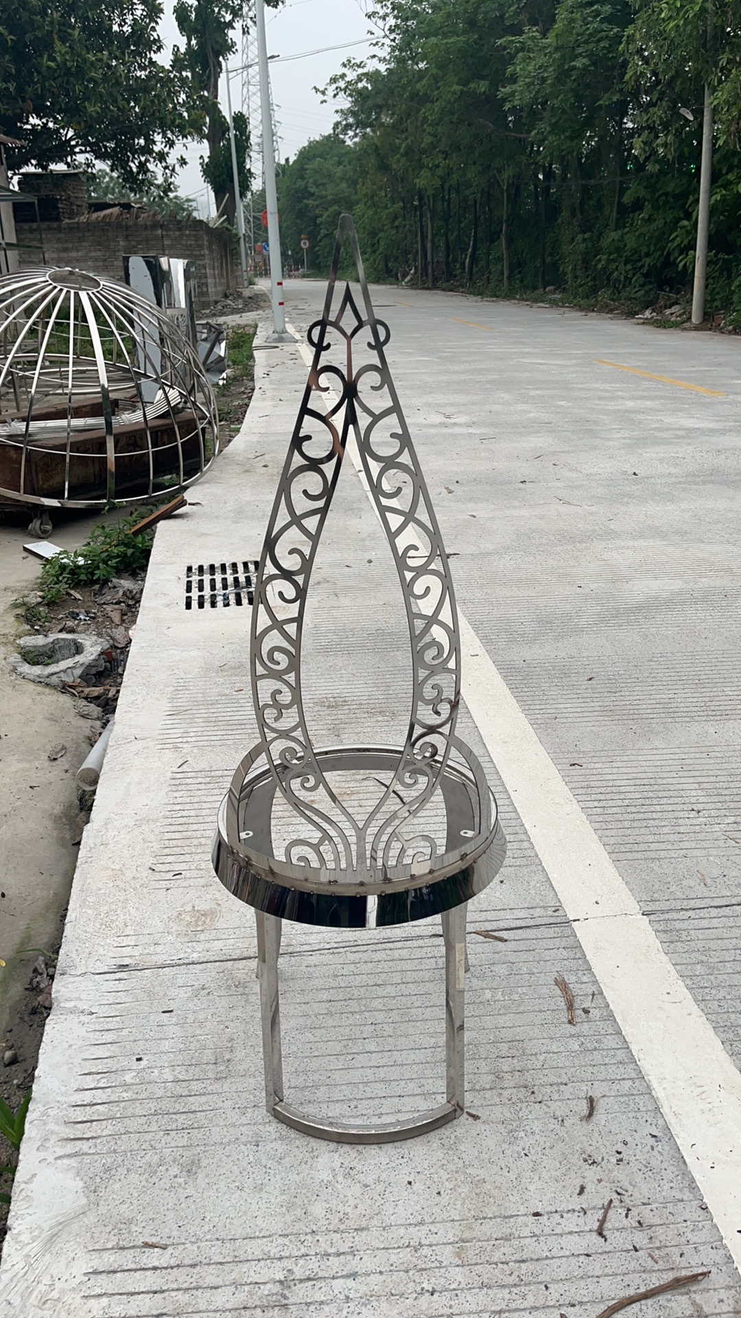WENDING Silver Gothic Pointed-Arch Filigree Throne Chair – Baroque Wedding Stage Decoration