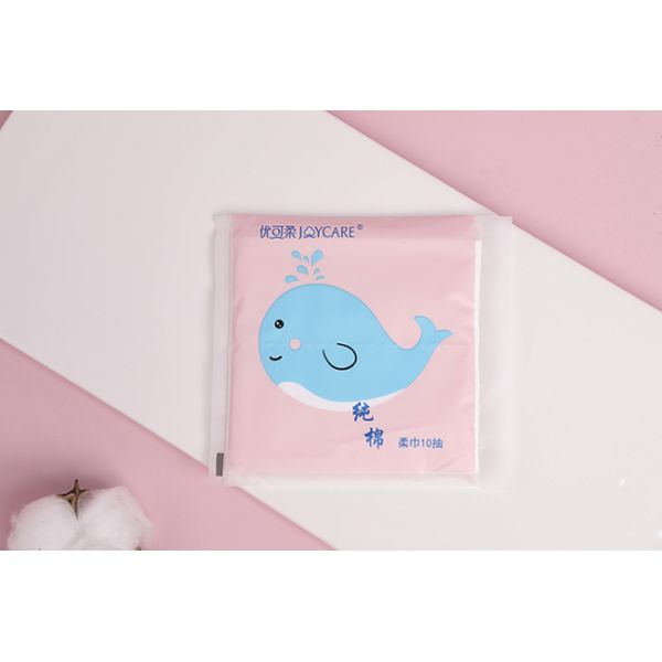 Disposable portable pure cotton facial cotton tissue 10 pcs/bag for face cleaning