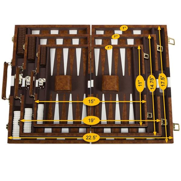 PU Leather Game Boxes Leather Case Backgammon Set 15inch 17inch 19inch 21inch