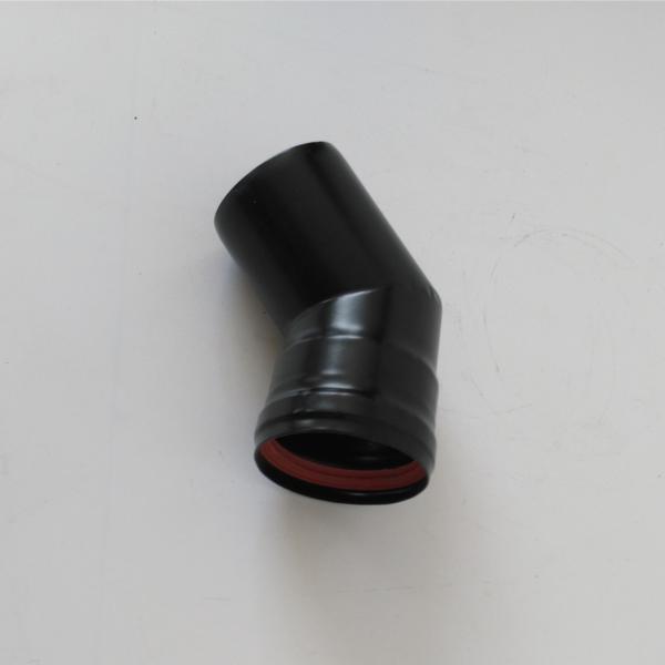 7 Inch Black Single Wall Flue Pellet Stove Chimney 45 Degree Elbow With Locking Band