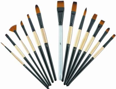 Brown Round Tip Paint Brush , Acrylic Paint Brushes For Beginners Brass Ferrule