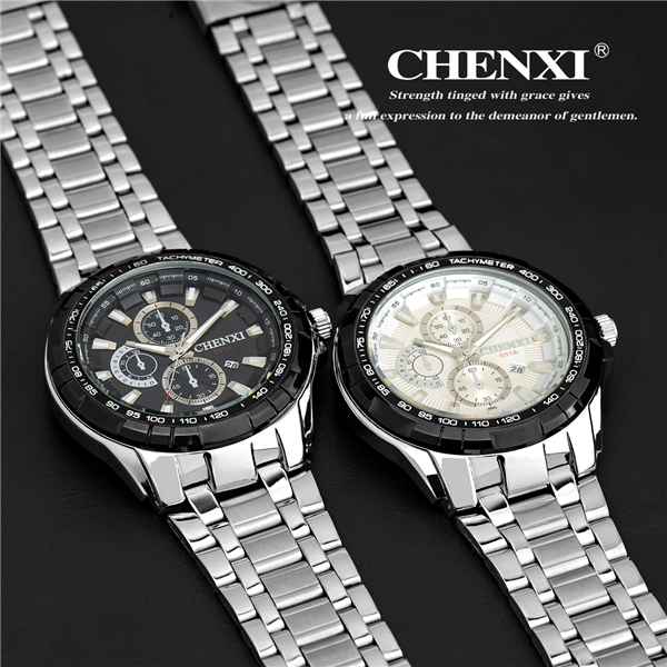 2015 Fashion Quartz Custom Man Watch Stainless Steel Case Back Watch Original CHENXI Watch