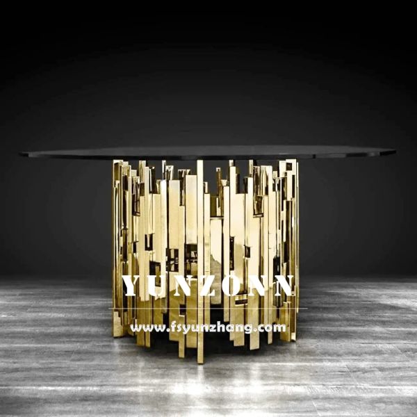 Dubai Collection Stainless Steel Wedding Cake Table with Glass Top Elegant Hotel Furniture Decor
