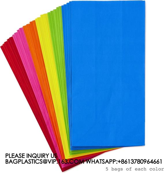 Solid Color Party Favor And Wrapped Treat Bags  Blue, Red, Green, Yellow, Orange, Pink For Birthdays
