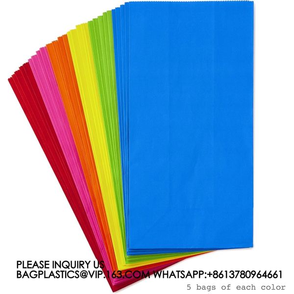 Solid Color Party Favor And Wrapped Treat Bags  Blue, Red, Green, Yellow, Orange, Pink For Birthdays