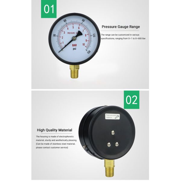 4 Inch Panel Manometer Precision Pressure Gauge Hydraulic with Customized Support OEM