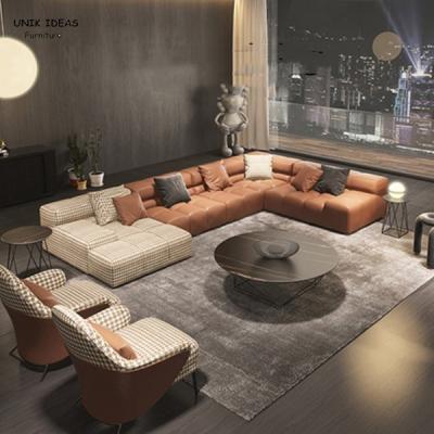 Sofá secional Sofa Low Back Living grande Loveseats de veludo preto de Brown azul