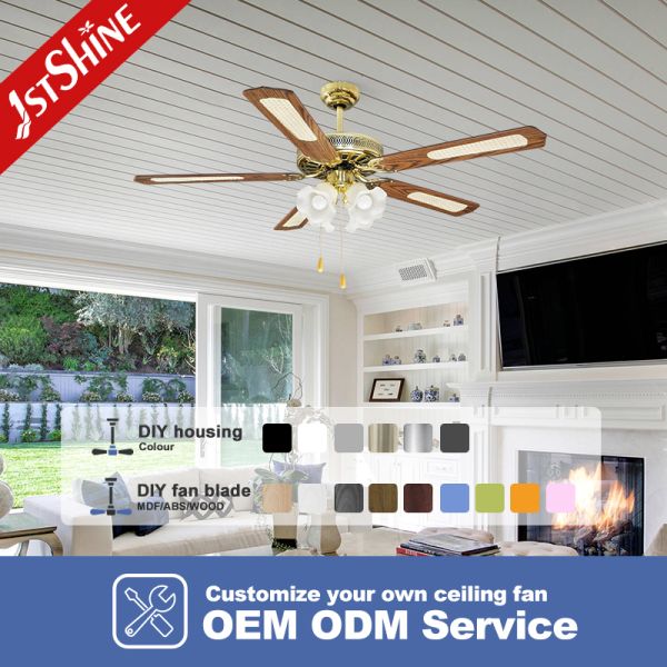 52 Inch Traditional Ceiling Fan with Pull Chain Control and AC Motor for Restaurants