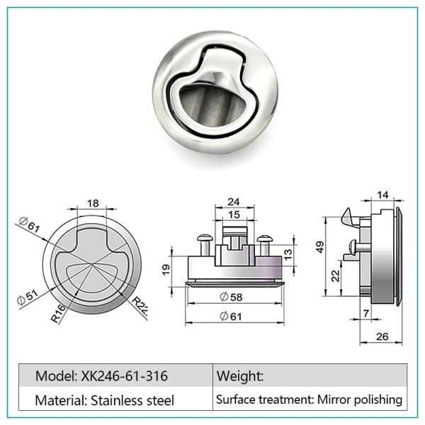 Silver Impact Resistance Cam Latch Lock , Stainless Steel Flush Slam Latch