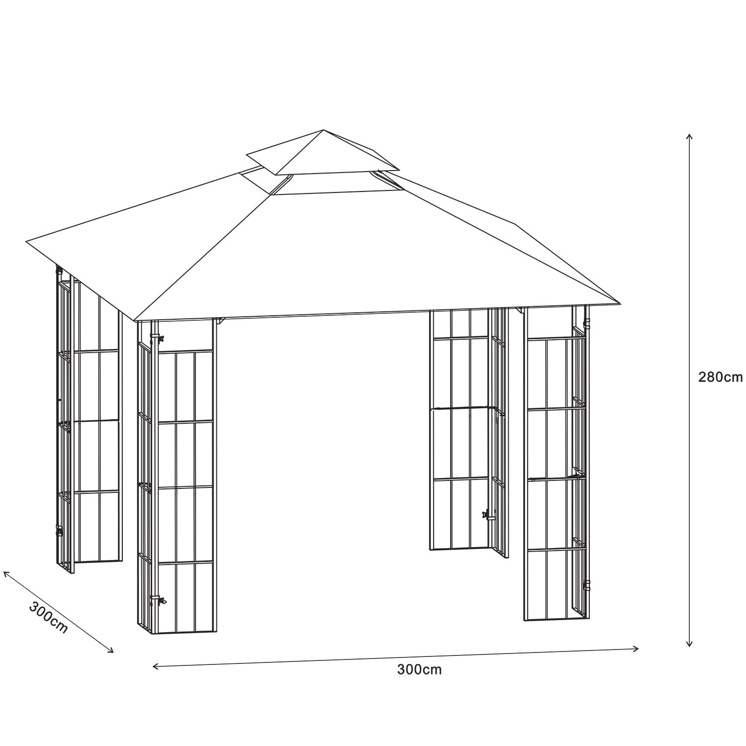 Polyester Fabric D300 x W300 x H280cm Grill Gazebo Replacement Canopy for Patio Shelter