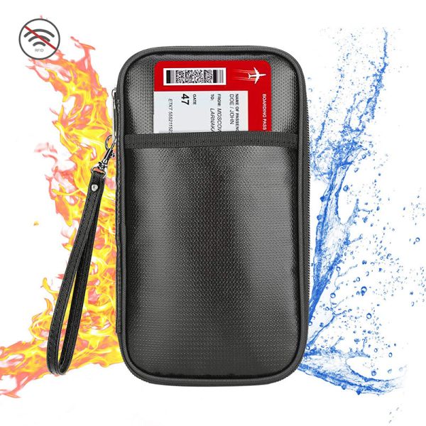 Fireproof And Waterproof Document Bag , RFID Blocking Passport Holder