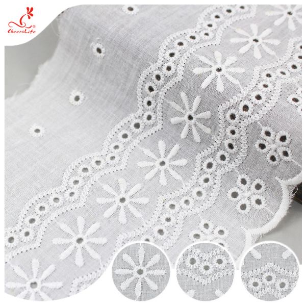 Durable Embroidered Ribbon Trim For Wedding Curtain / White Tulle Trim