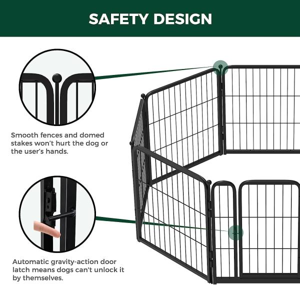 Outdoor Dog Kennels for Large Dogs with Roof, Heavy Duty Metal Dog Enclosures for Outside, Large House Cage Dog Pen