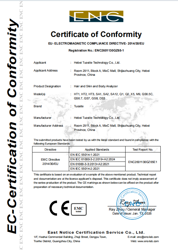 Hebei Tuosite Technology Co., Ltd. Certifications