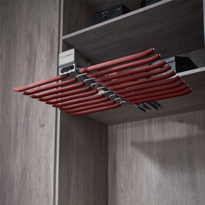 Aluminum Leather Double Rows Pants Rack Soft Closing 700mm