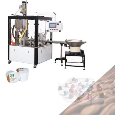 Máquina rotativa de enchimento de cápsulas de café com estação de enchimento de servo-auge