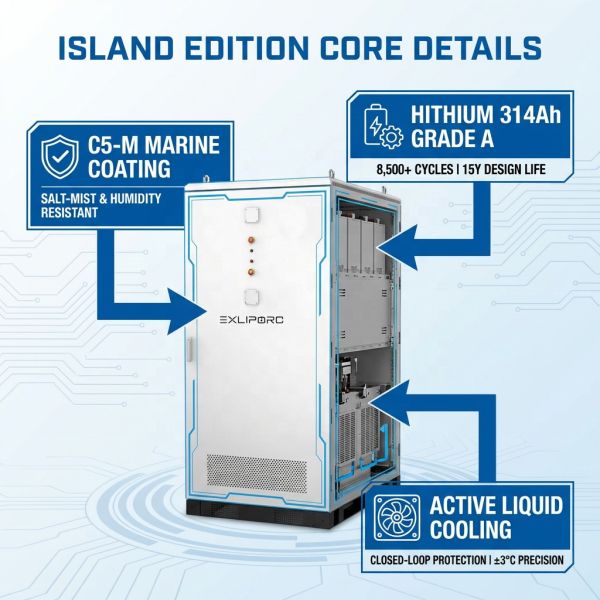 125kW 261kWh Island Smart Microgrid BESS Salt Mist Resistant Solar Wind Hybrid Energy Storage