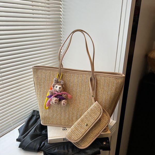 Crochet Raffia Pouch Clutch Stylish Straw Wicker Beach Bag For Summer Weddings Parties Bag Mesh Luxury Women Handmade Handbags Raffia Beach Market Shopping Bag