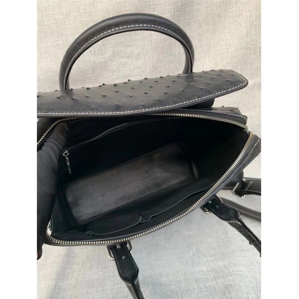 Exotic Authentic Ostrich Skin Men's Large Casual Flap Pockets Handbag Travel Purse Genuine Leather Male Shoulder Bag