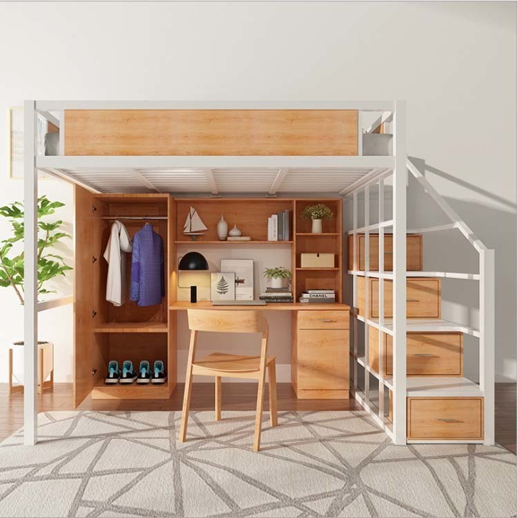 Mail Packing N Full Loft Bed with Desk Cabinet and Lockers
