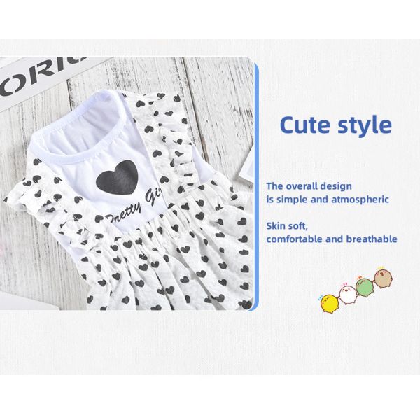 Dog Love Maid Dress Small Dog Pet Vest Pet Princess Peng Peng Skirt
