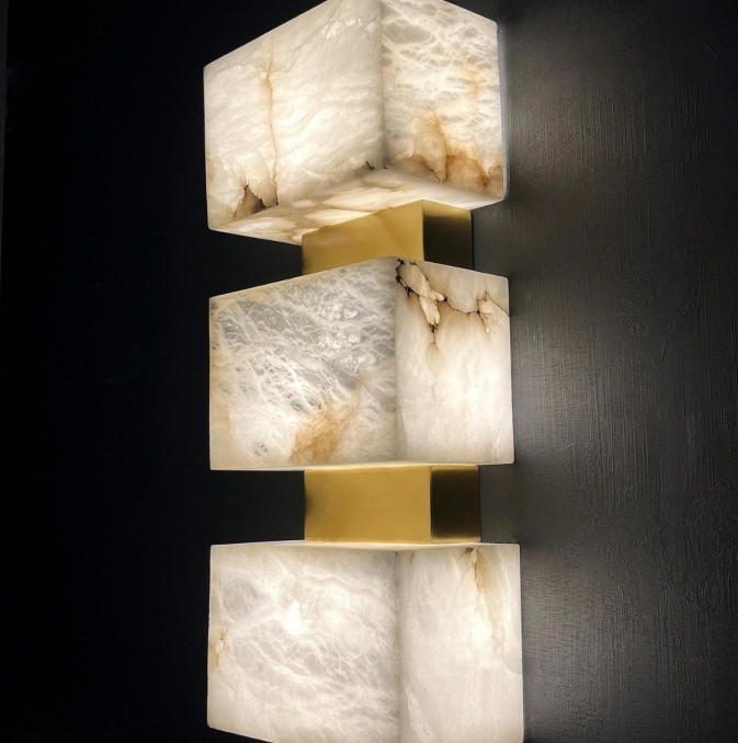 Lámpara de mármol moderno estudio de lujo LED Sala de estar moderna escalera del pasillo Cuarto de dormir cabezal lámpara de pared de mármol