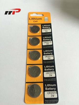 Primary Button Cell 75mAh CR2016 Lithium Battery 3.0V / Li-MnO2 Blister Card Coin Battery