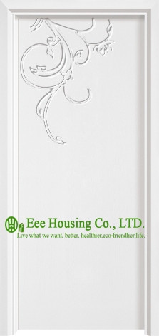 Mordern White Color Timber Veneer Wood Door With Lever Handle, Solid Wood