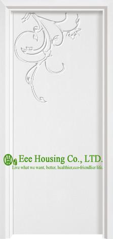 Mordern White Color Timber Veneer Wood Door With Lever Handle, Solid Wood Entrance Doors