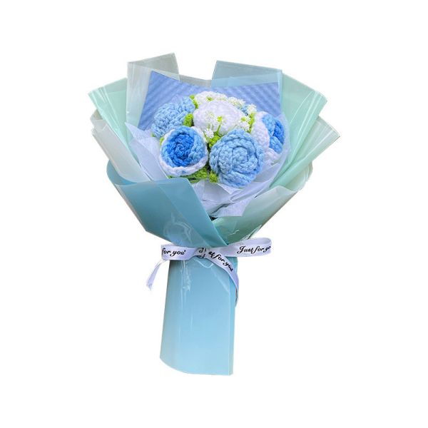 Creative Sunflower and Rose Woolen Flowers Hand-knitted Finished Product Knitted Flower Bouquet Valentine's Day Gift Artificial Flowers