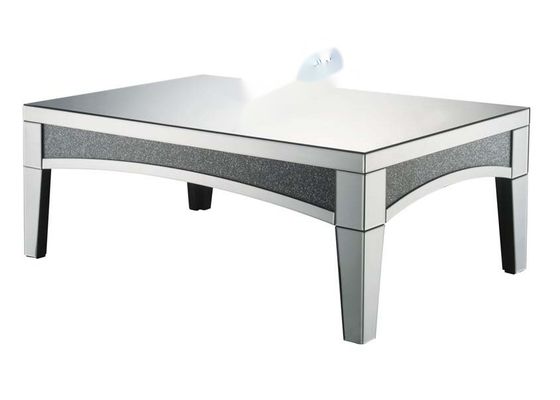 NOWLES Mirrored Finish Coffee Table with Crushed Diamond Design and MDF Material