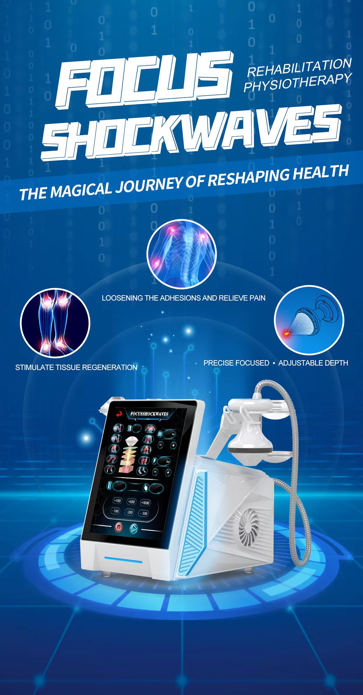 Focus Shockwave Focused Shock Wave Therapy Machine Regeneration Therapy Pain Relief Physio Equipment