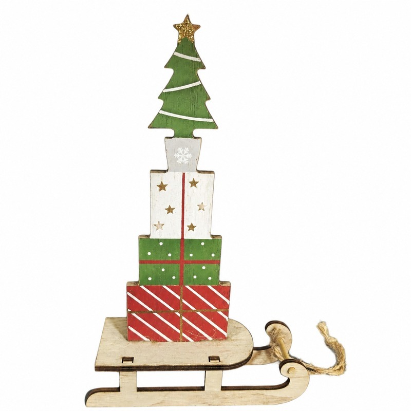 Custom Wooden Christmas Sleigh Table Decoration Model 141