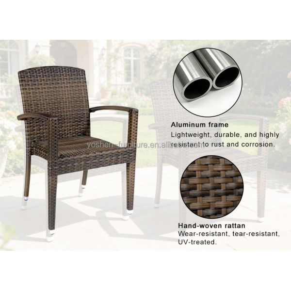 Waterproof UV Resist Aluminum Beach Chairs Wholesale Stackable  Deck Chair Wicker Plastic Ratan Chair