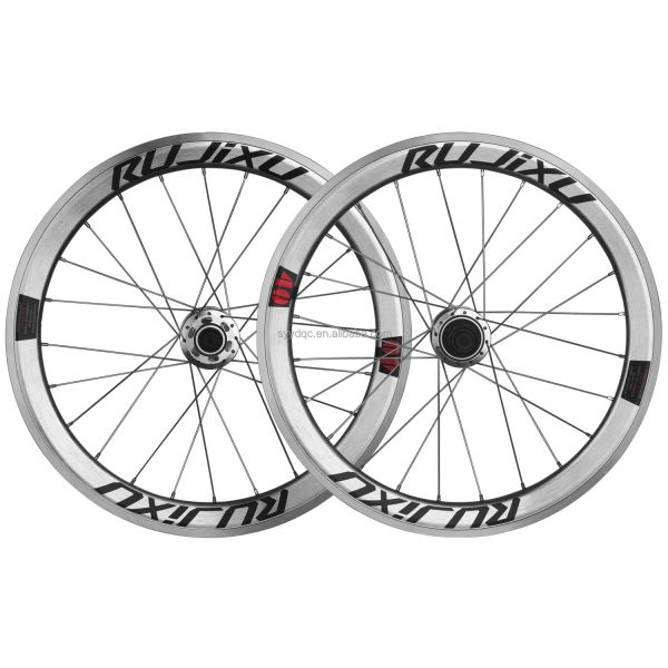 Road Bicycles 20 Inch Silver Folding Bike Wheel Set With Disc Brake And 120 Rings Hub