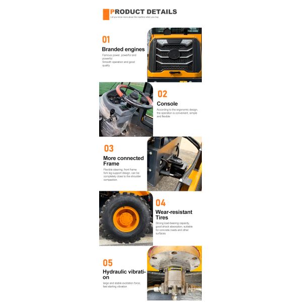 88 kw YUNNEI Engine HQ-YL8000 8 Ton Vibratory Road Roller for Asphalt Construction