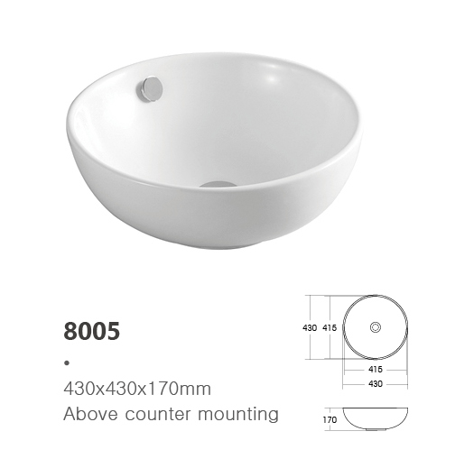 High Grade Round Bowl Shape Porcelain Bathroom Sink Solid Surface Counter Top Ceramic Wash Basin
