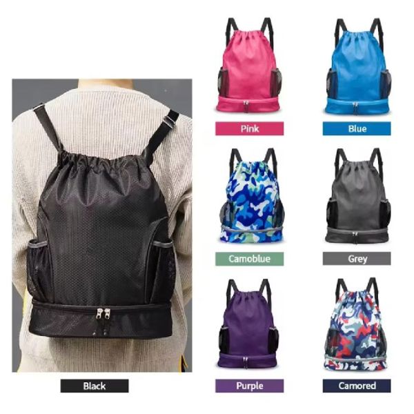 Fashion Design Dry Wet Separation Drawstring Multifunctional Sport Bag Backpack