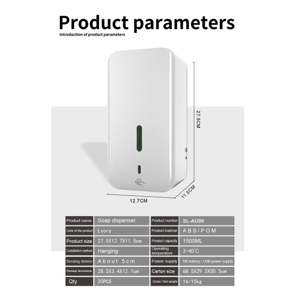 1500ml Hand Washing Soap Dispenser Wall Mounted，Gel/Spray