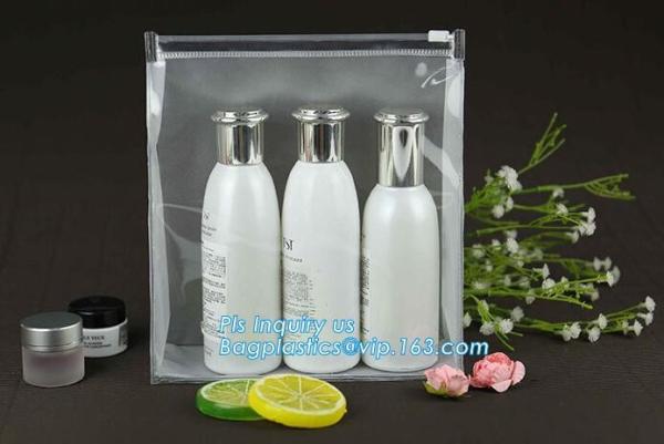 k bags for cosmetic puff automatic slider zipper bag, OEM clear PVC bag/ PVC slider bag/PVC zipper bag, Make Up Or