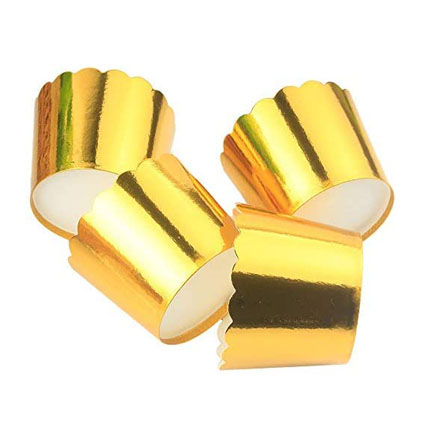 Non Stick Safe Oven Glossy Gold Silver Foil Cupcake Paper Cups