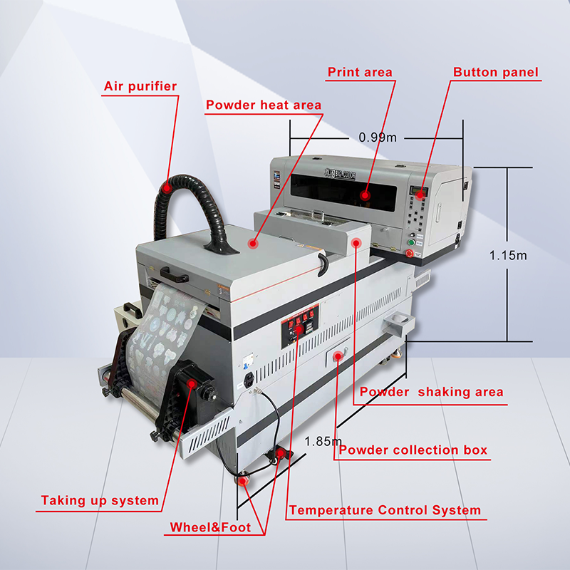 Cloths Printing KCMY W A3 PET Film DTF Printer Machine with xp600 Print Head