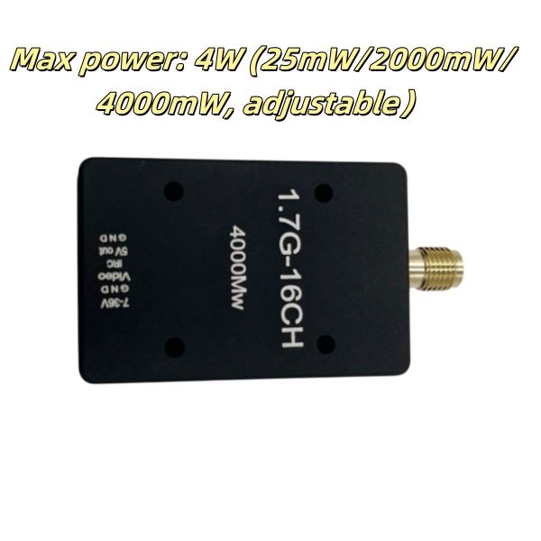 Transmisor FPV ultraligero de 4W 1.7G 8 CH Peso 25.85g VTX de alta potencia 1.7Ghz Baja latencia para drones de carreras