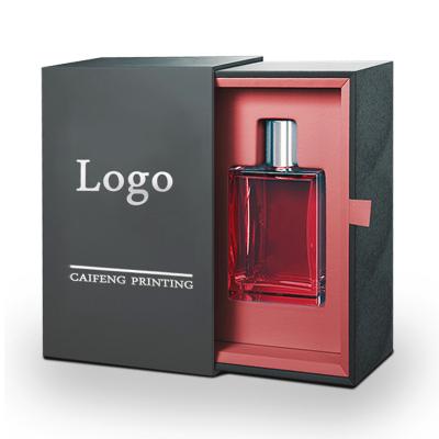 Caixa de embalagem de cartão de perfumes cosméticos personalizados com logotipo de carimbo e gaveta deslizante CMYK
