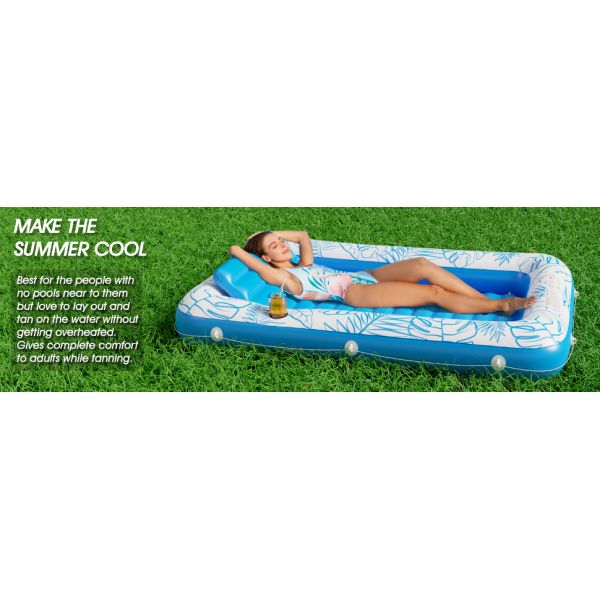 Inflatable Tanning Pool Lounger Float, Sun Tan Tub Sunbathing Raft Floatie Toys Water Filled Tanning Bed Mat
