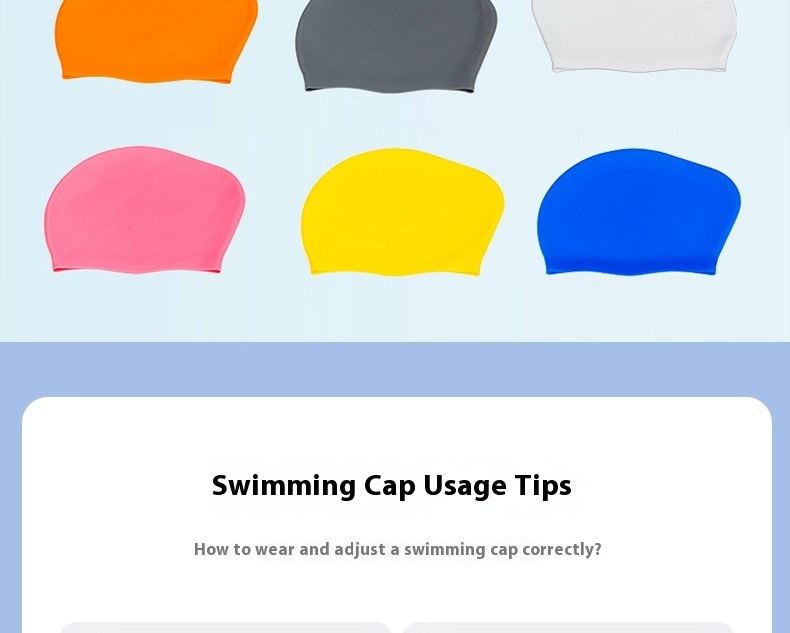 Adult Women Long Hair Silicone Swimming Cap, High Elastic Ear Protection Waterproof Swim Cap, Custom LOGO, Manufacturer Wholesale