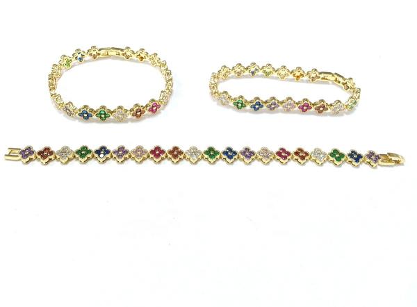 Fresh Water Pearl CZ Stones Tennis Bracelets Plated Custom Jewelry Rainbow Gold Copper Brass for Women