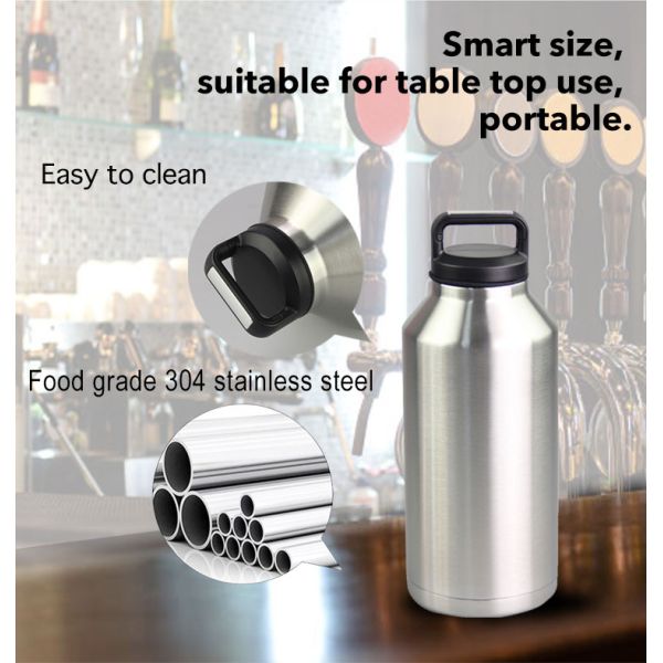 Двойная стена бутылка с водой нержавеющей стали 64 унций с крышкой пыхтения