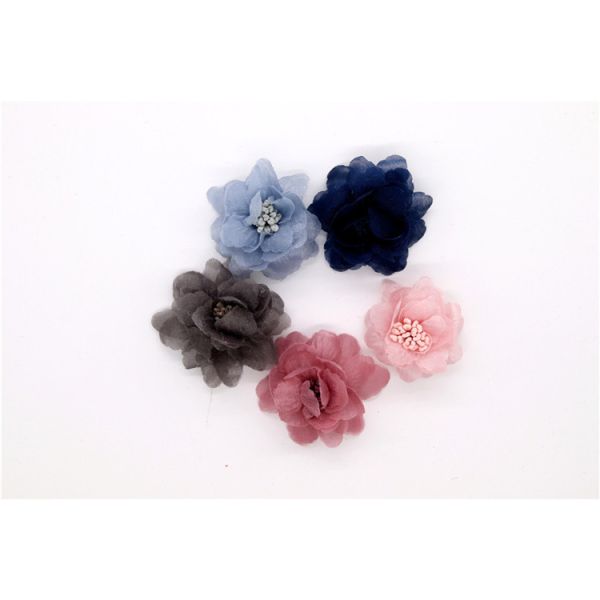 girl Chiffon flower shoe clips/Sewing Bead Handmade Flower Yarn, lace, Chiffon Grey,black,white,red,blue